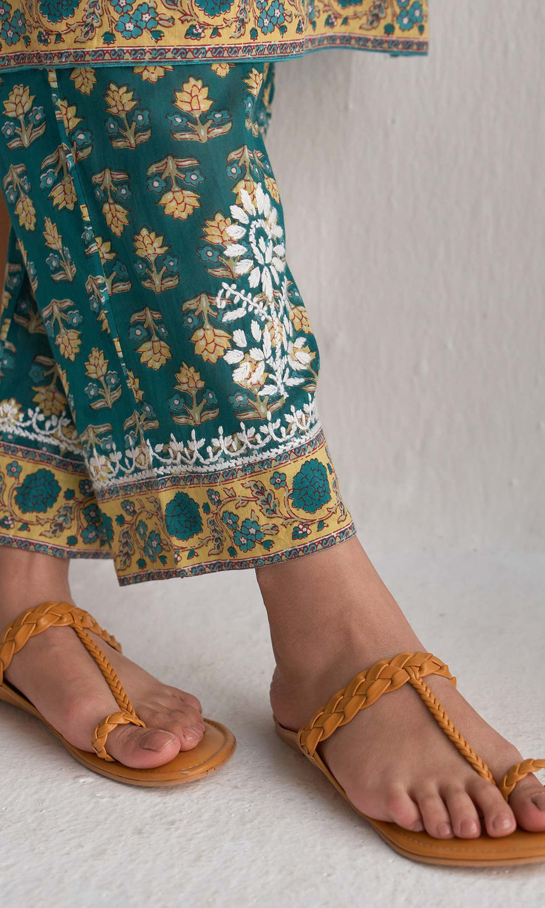 Handcrafted Chikankari Blue 2PC Kurta-Pant Set