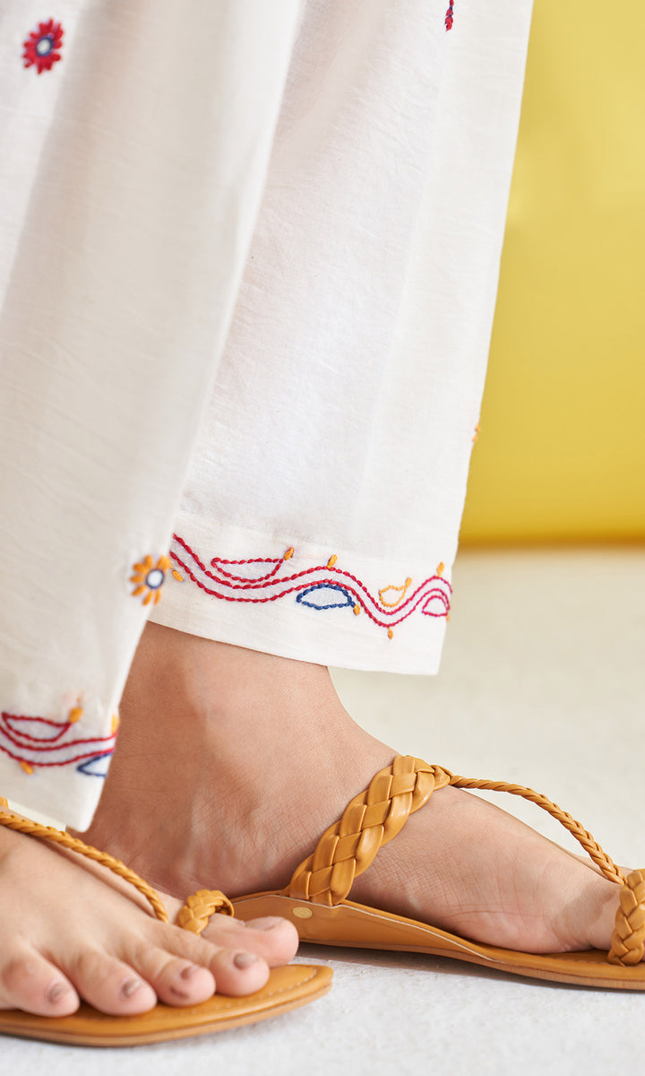 Gulmohar Ivory Chikankari Short Kurta With Salwar ( Set Of 2)