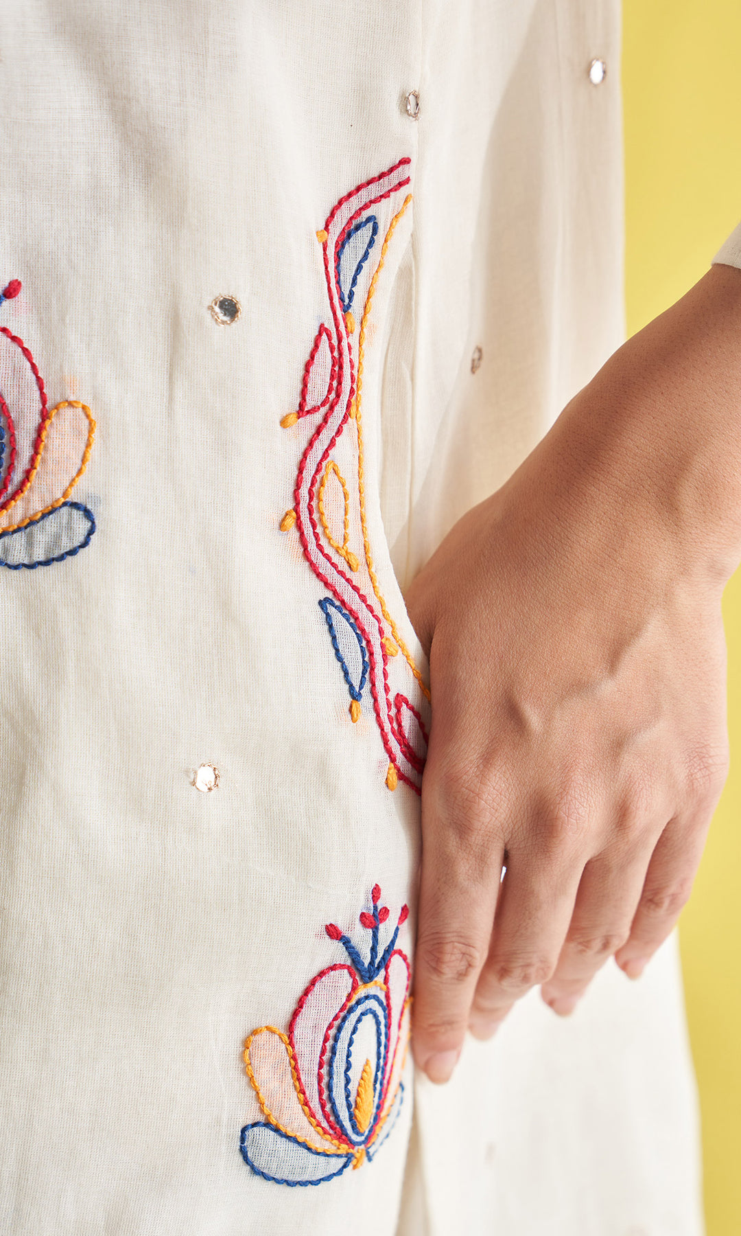 Gulmohar Ivory Chikankari Short Kurta With Salwar ( Set Of 2)