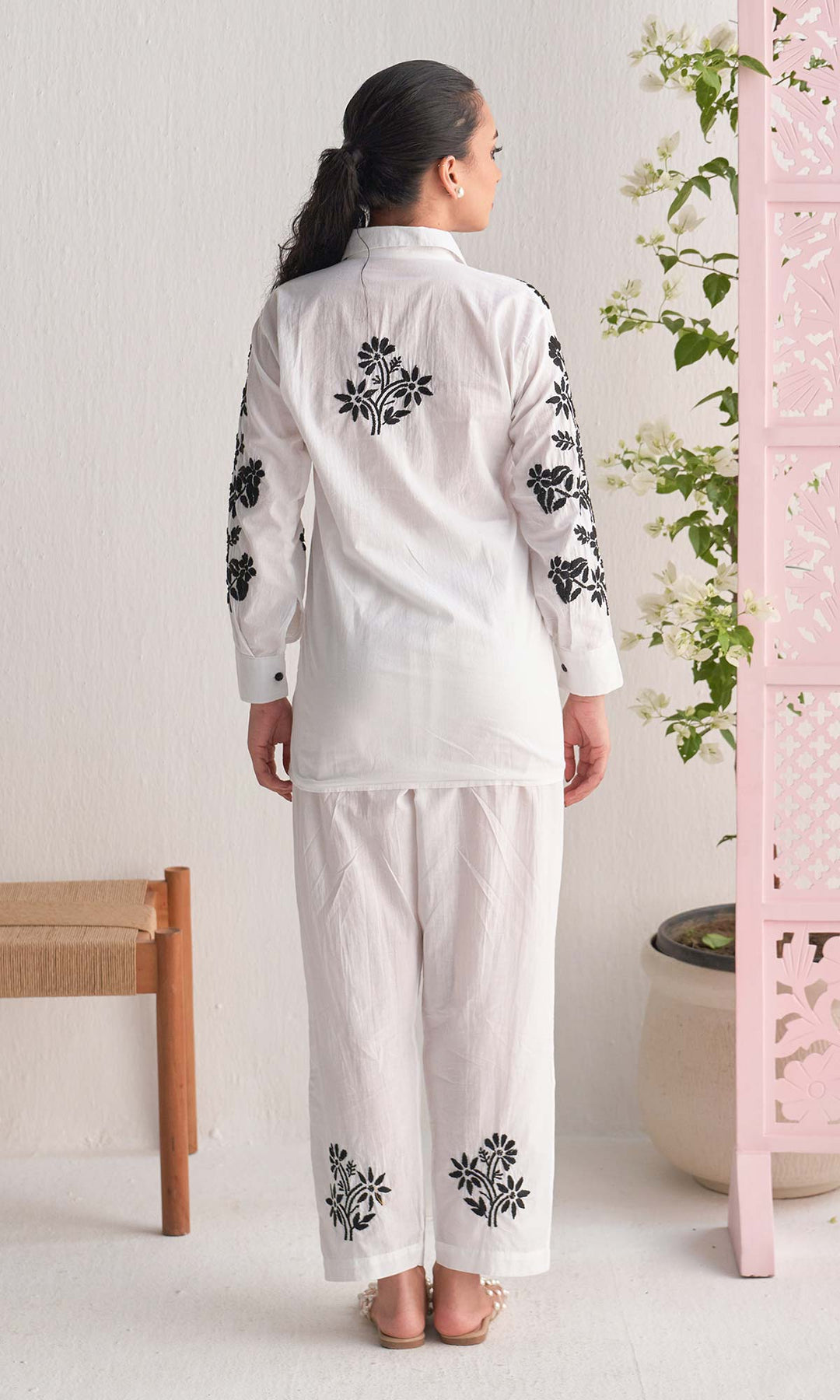 Handcrafted Chikankari White  Co-ord Set