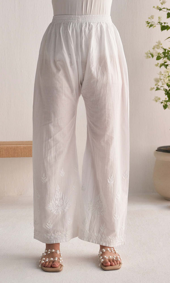 Handcrafted Chikankari White Palazzo