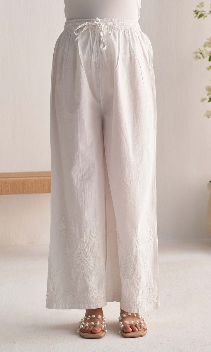 Handcrafted Chikankari White Palazzo