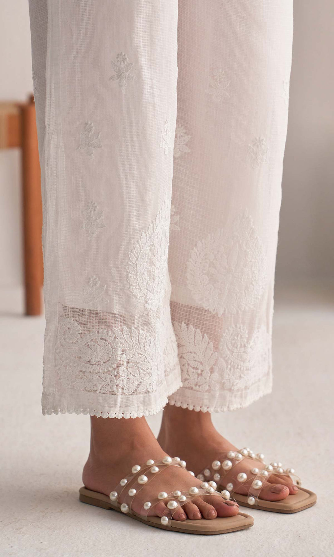 Handcrafted Chikankari White Palazzo