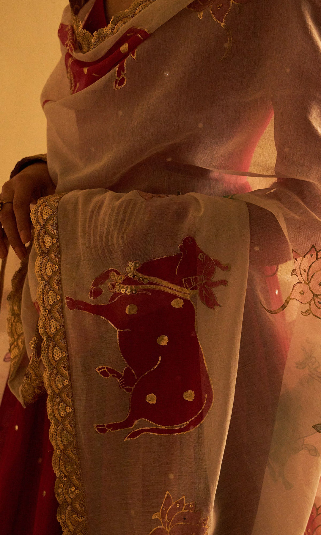 Malasa Rani Angrakha with Palazzo and Block Printed Dupatta Set Of 3 RTS