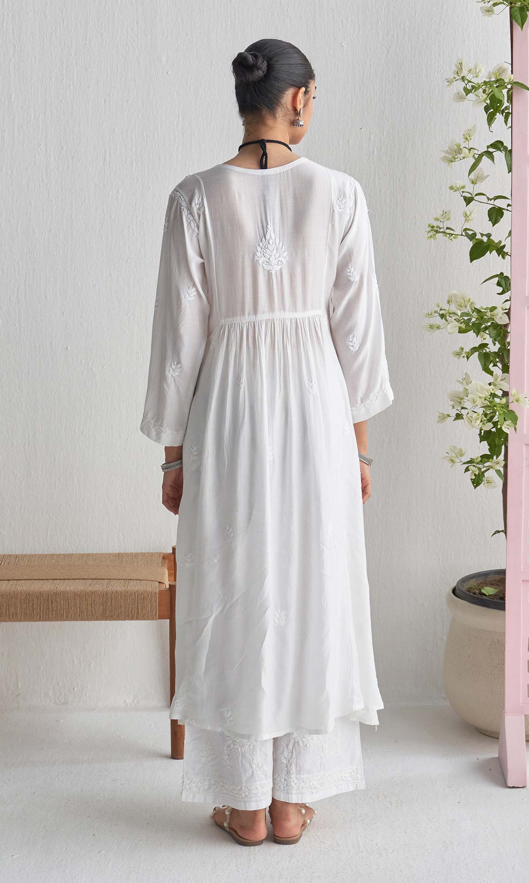 Handcrafted Chikankari White Angrakha