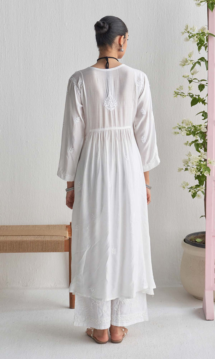 Handcrafted Chikankari White Angrakha