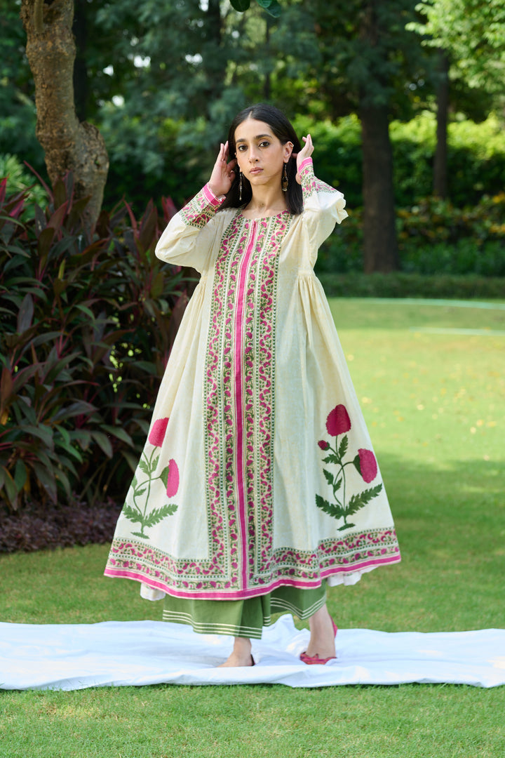 Boota Ivory Mughal Choga Set ( Set Of 2)