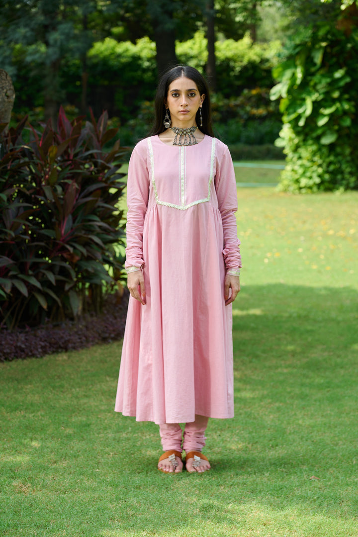 Boota Pink Solid Anarkali With Chooridar And Mughal Dupatta ( Set Of 3)