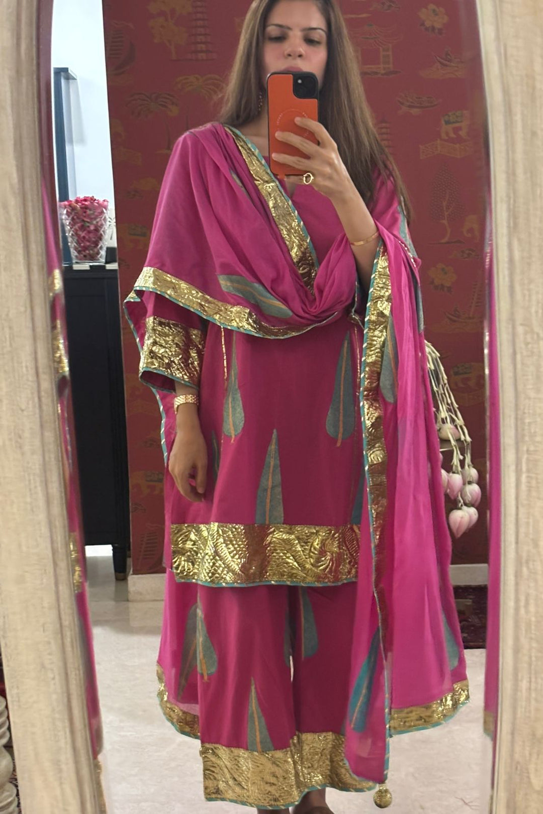 Boota Rani Pink Gulaabo choga set of 3