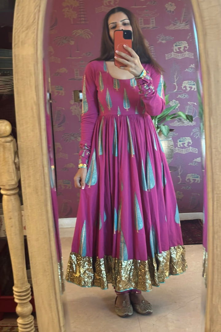 BOOTA  rani anarkali with chooridar and dupatta (set of 3)