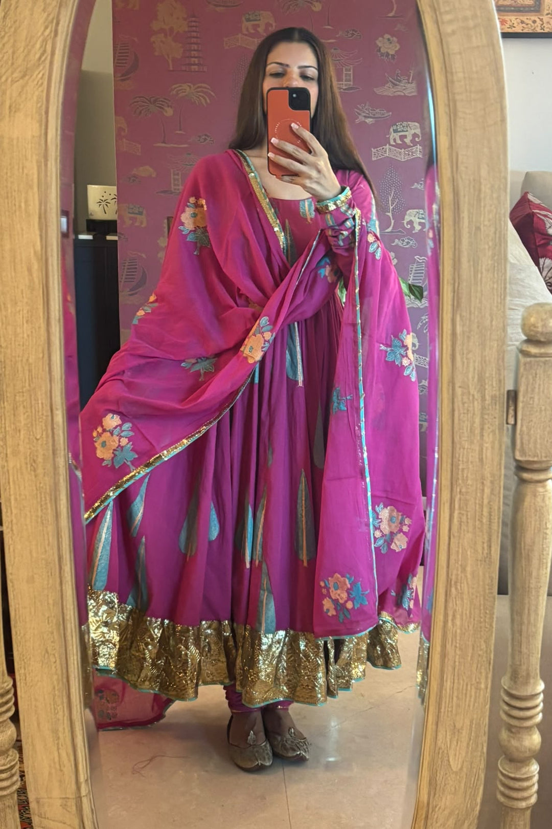 BOOTA  rani anarkali with chooridar and dupatta (set of 3)