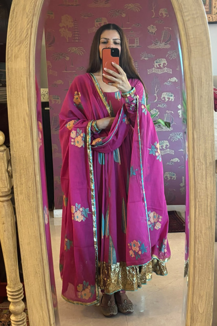 BOOTA  rani anarkali with chooridar and dupatta (set of 3)