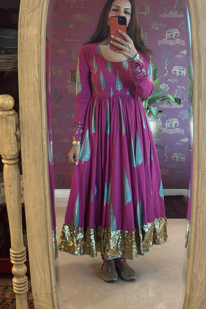 BOOTA  rani anarkali with chooridar and dupatta (set of 3)