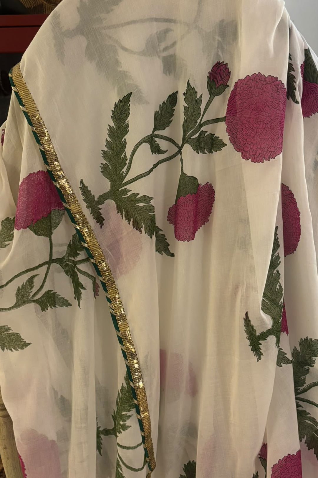 Boota Phool Gota ivory anarkali with chooridar and dupatta (Set of 3)