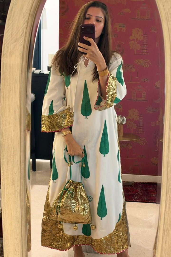 Boota ivory chinar gota kaftan