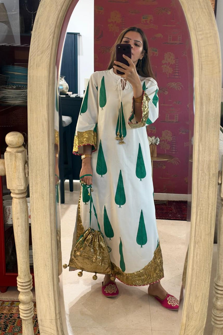 Boota ivory chinar gota kaftan