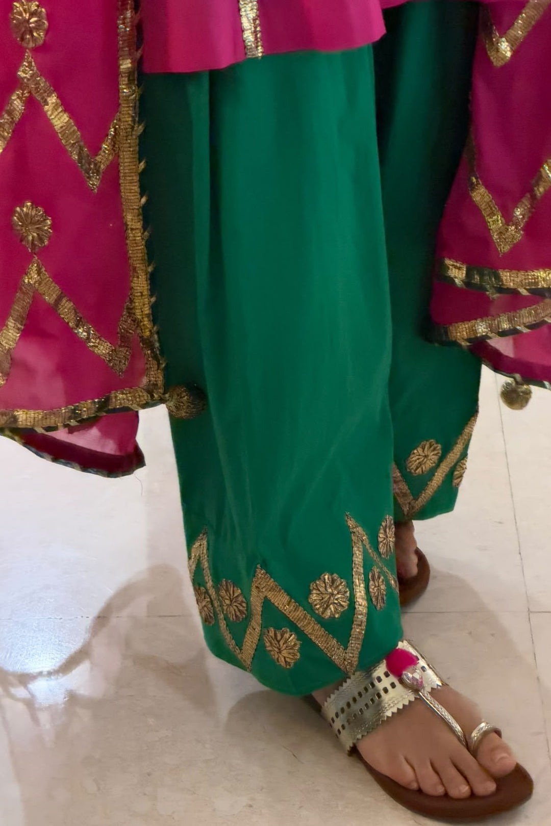 Boota Gulaabo choga with hariyali salwar - (Set of 2)