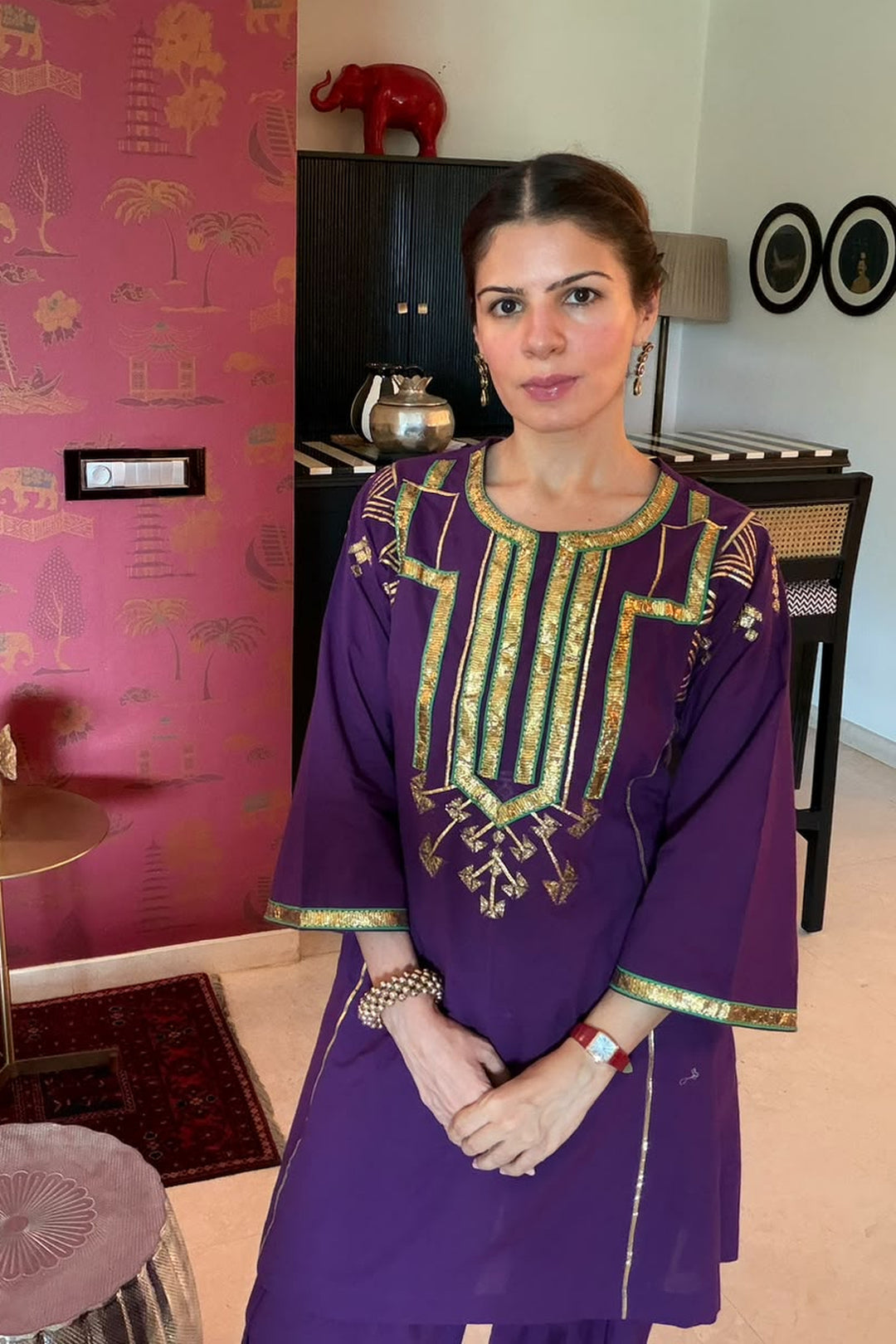 Boota Jaamuni choga with farshi salwar (Set of 2)