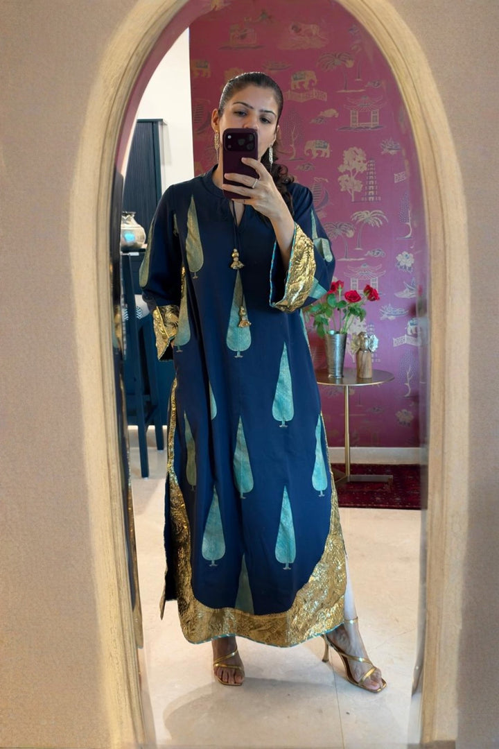 Boota Neela chinar kaftan