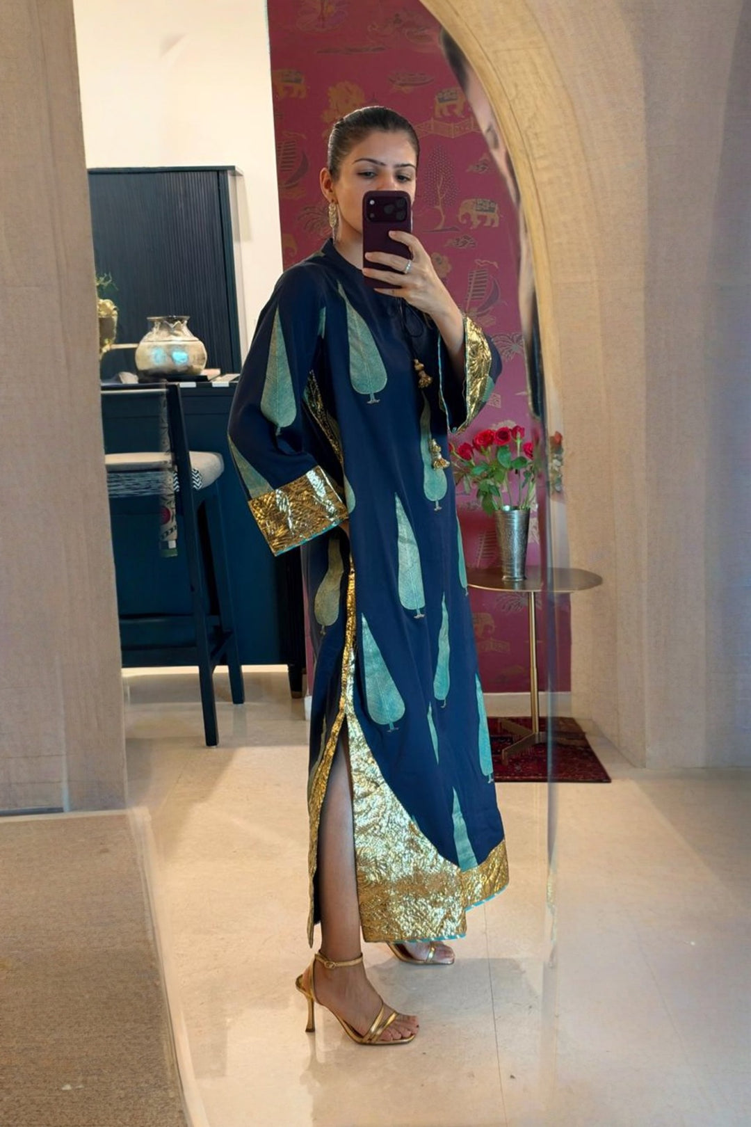 Boota Neela chinar kaftan