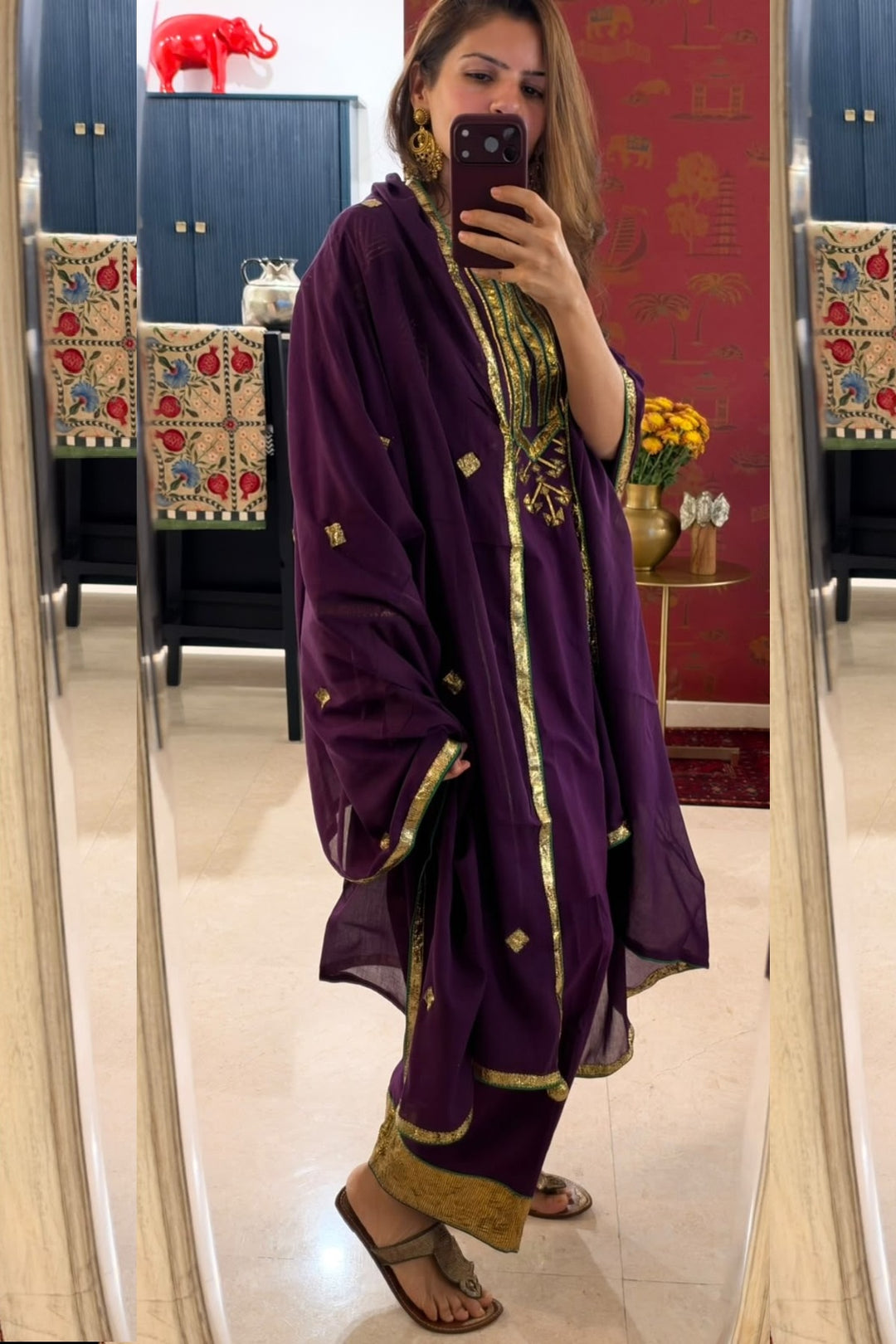 Boota Jaamuni choga with salwar and dupatta
