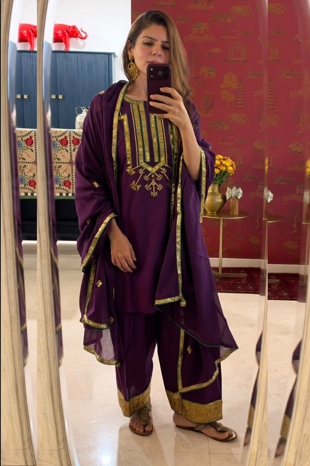 Boota Jaamuni choga with salwar and dupatta