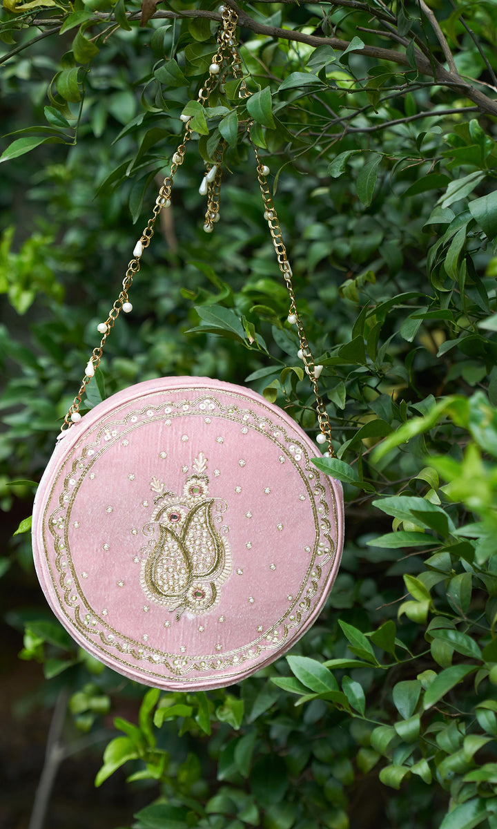 zooni foils soft pink paisley sling bag sample1