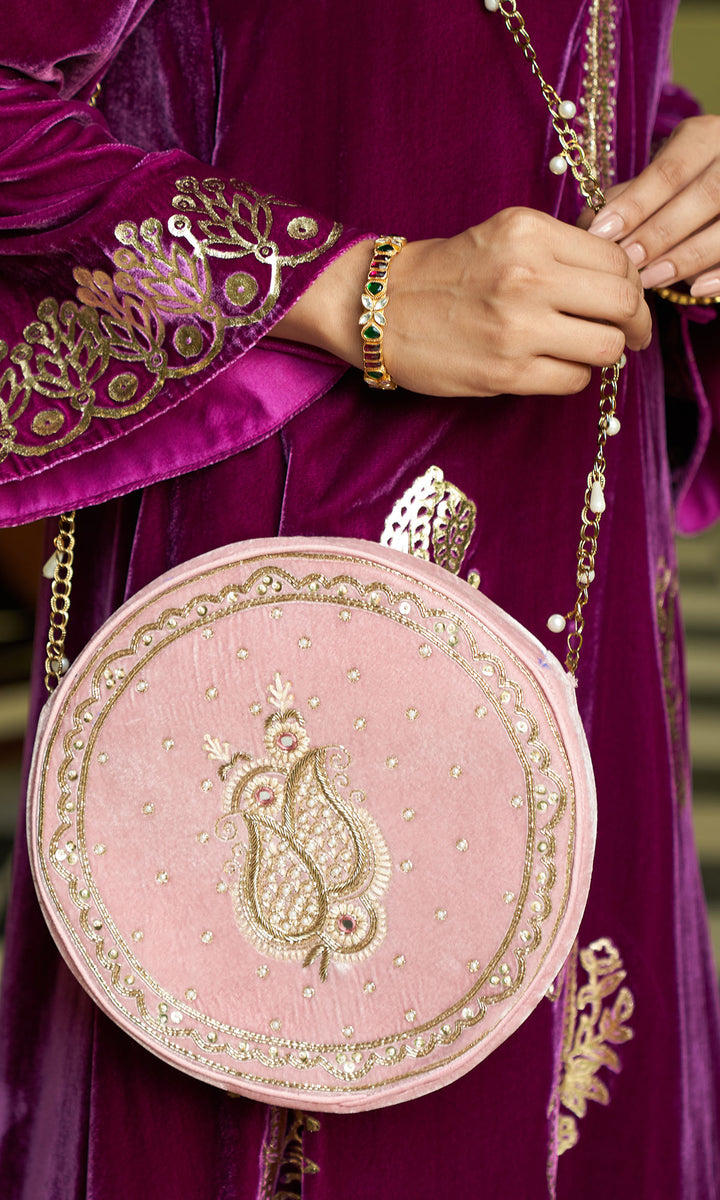 zooni foils soft pink paisley sling bag sample4