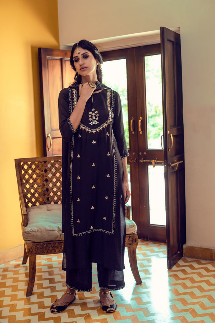 Ridhi Suri AAFREEN BLACK GOTA PATTI PANEL SUIT SET OF 3