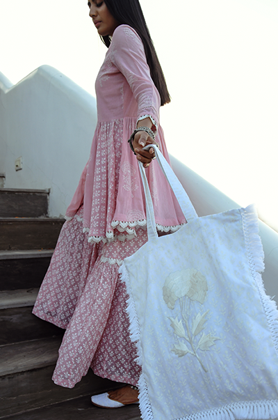 Ridhi Suri Jannat Old Rose Short Kurta with Gharara and Dupatta