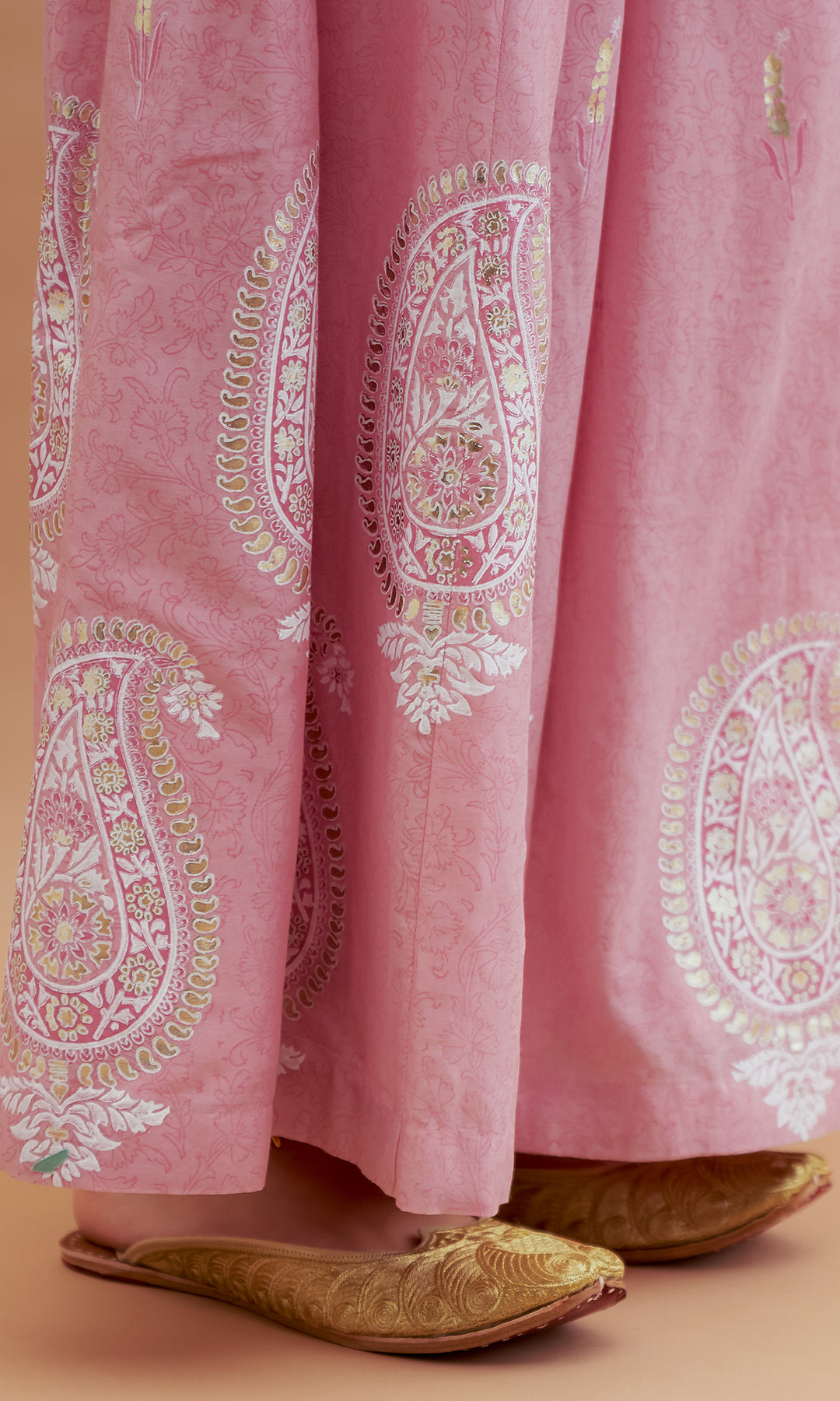 Rumi foils - Dusty Pink block printed kurta with sharara and dupatta - set of 3