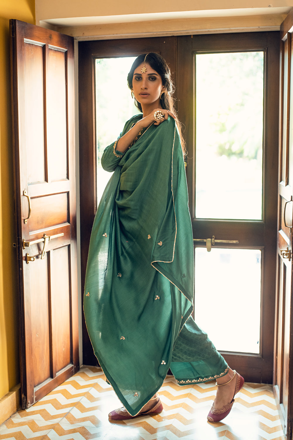 Ridhi Suri AAFREEN GREEN GOTA PATTI YOKE SET OF 3