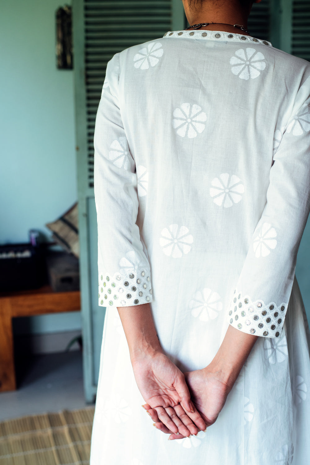 Ridhi Suri Gul Ivory Badla Embroidered Kurta with Pants - Set of 2