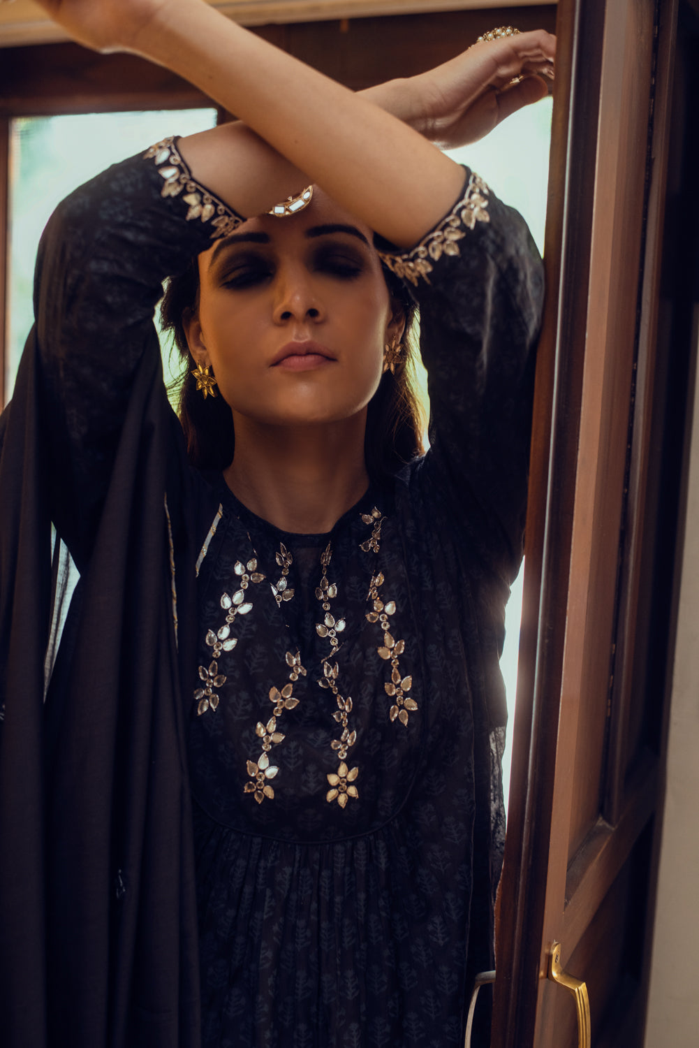 Ridhi Suri AAFREEN BLACK GOTA PATTI YOKE SET OF 3