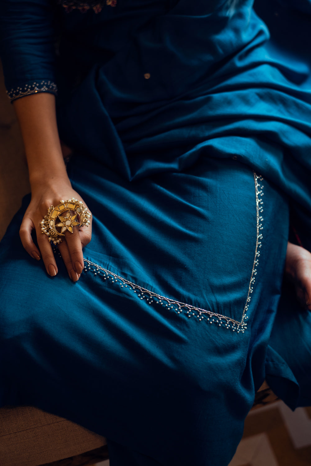 Ridhi Suri AAFREEN TEAL GOTA PATTI PANEL SUIT SET OF 3