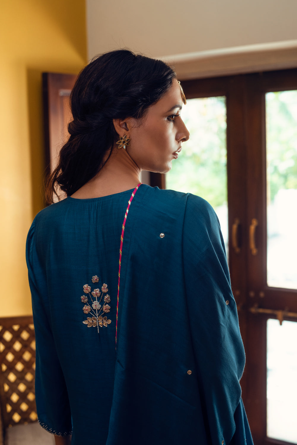 Ridhi Suri AAFREEN TEAL GOTA PATTI PANEL SUIT SET OF 3