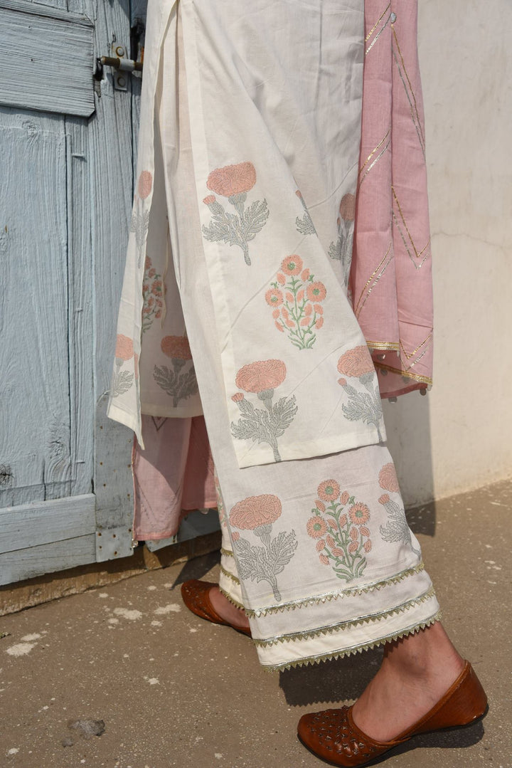 Ivory Mughal Block Suit Set