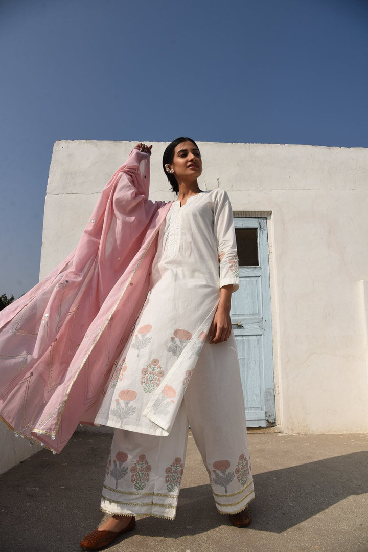 Ivory Mughal Block Suit Set
