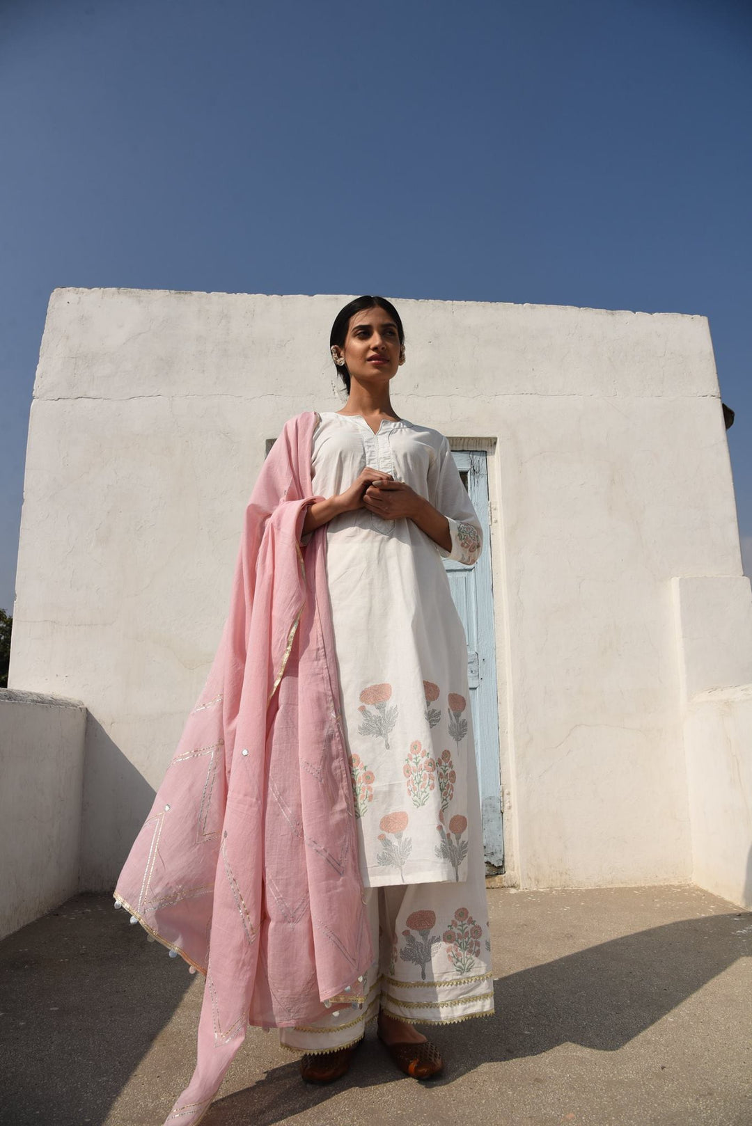 Ivory Mughal Block Suit Set