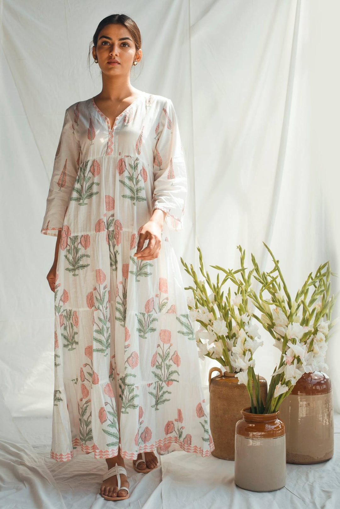 Ridhi Suri Bahameen Pink Chinar and Mughal Print Maxi