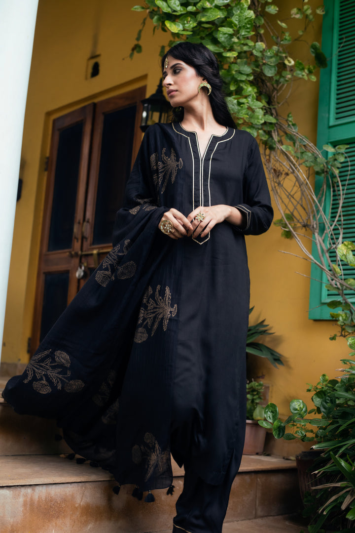 Ridhi Suri AAFREEN BLACK PALAZZO SUIT SET OF 3