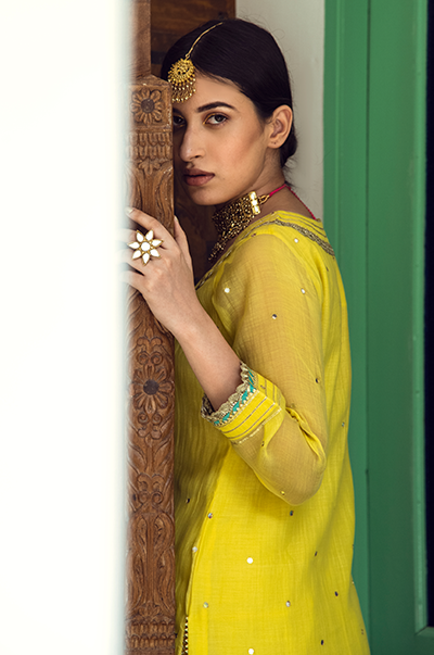 Ridhi Suri Aamna Shariff in Yellow kurta with salwar and dupatta- set of 3