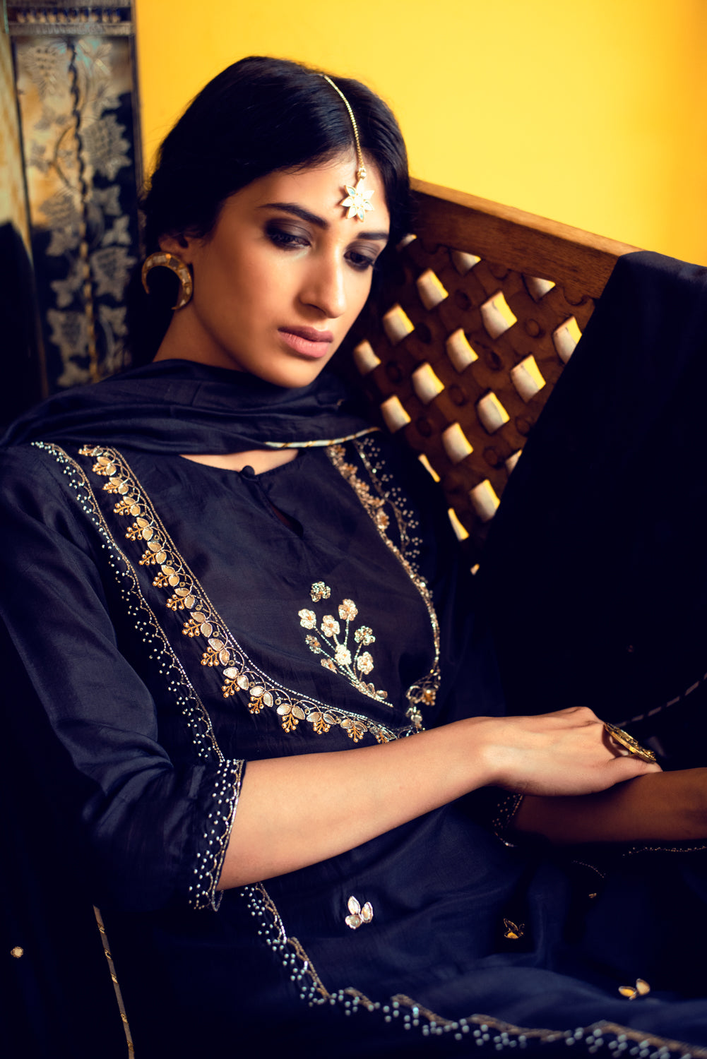 Ridhi Suri AAFREEN BLACK GOTA PATTI PANEL SUIT SET OF 3
