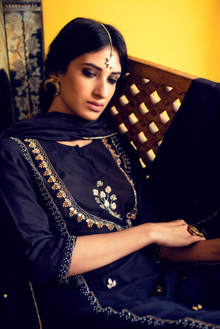 Ridhi Suri AAFREEN BLACK GOTA PATTI PANEL SUIT SET OF 3