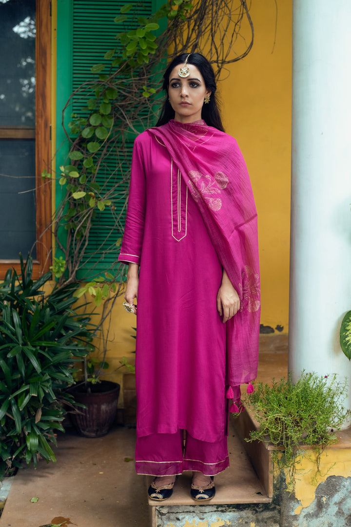 Ridhi Suri AAFREEN RANI PINK PALAZZO SUIT SET OF 3