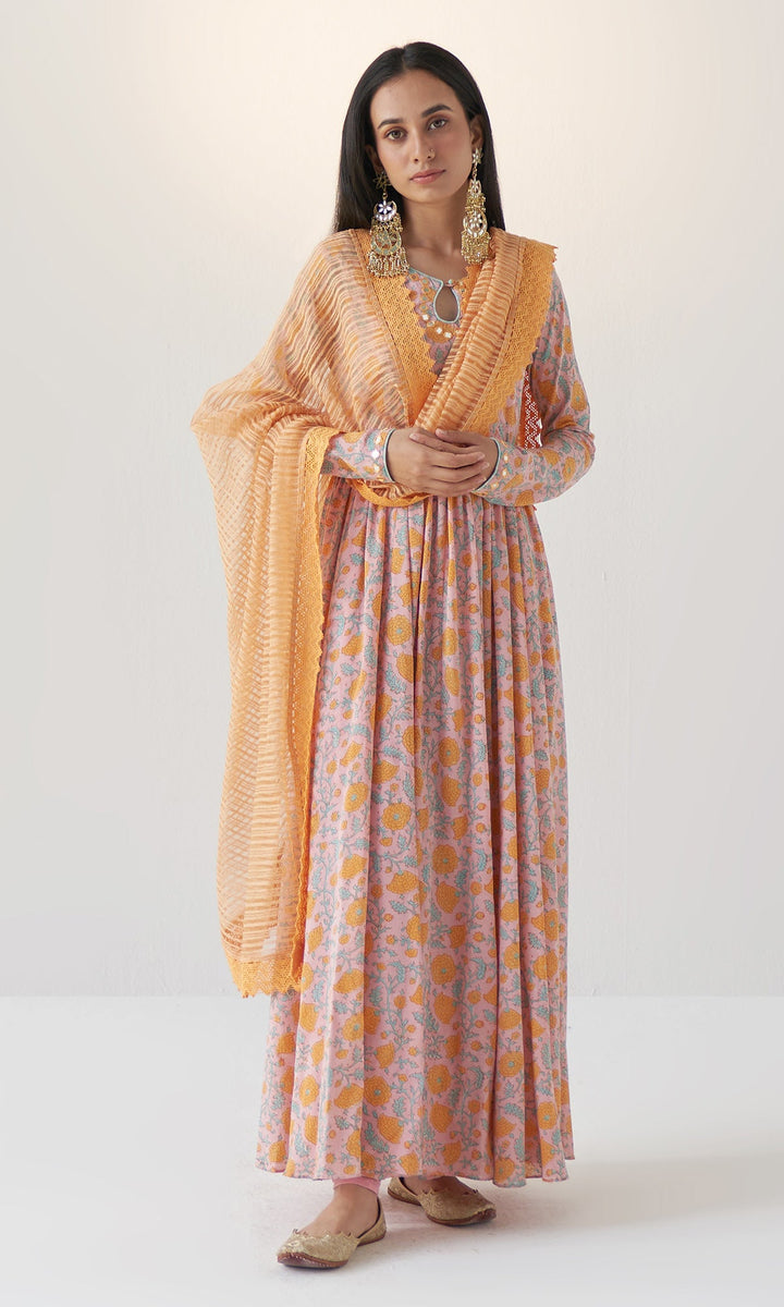 Noor Vol.2 Pink Anarkali Set- Set Of 3