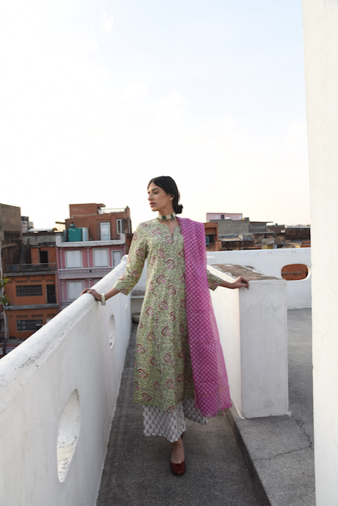 Floral Block Printed Suit Set - Set of 3