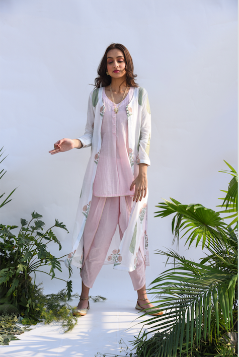 Ridhi Suri Mehar Dhoti Set -  Set of 2 PALE PINK