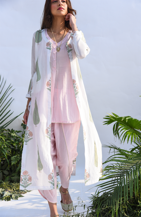 Ridhi Suri Mehar Dhoti Set -  Set of 2 PALE PINK