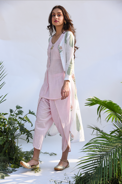 Ridhi Suri Mehar Dhoti Set -  Set of 2 PALE PINK